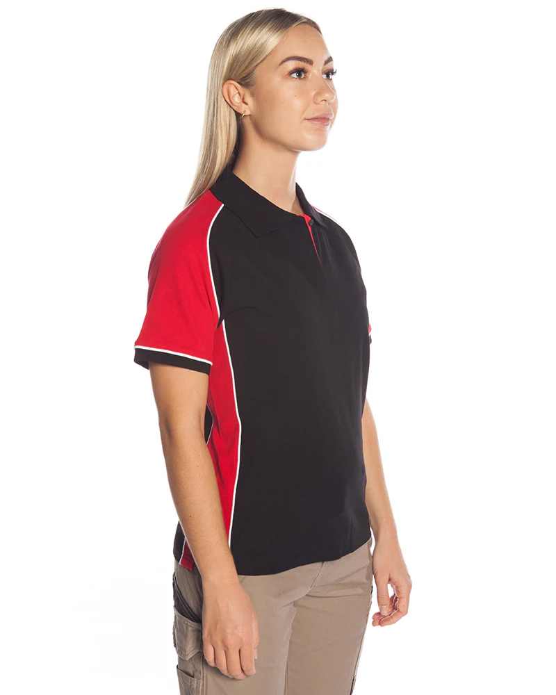 Ladies Nitro Polo - Black/Red/White - Image 4