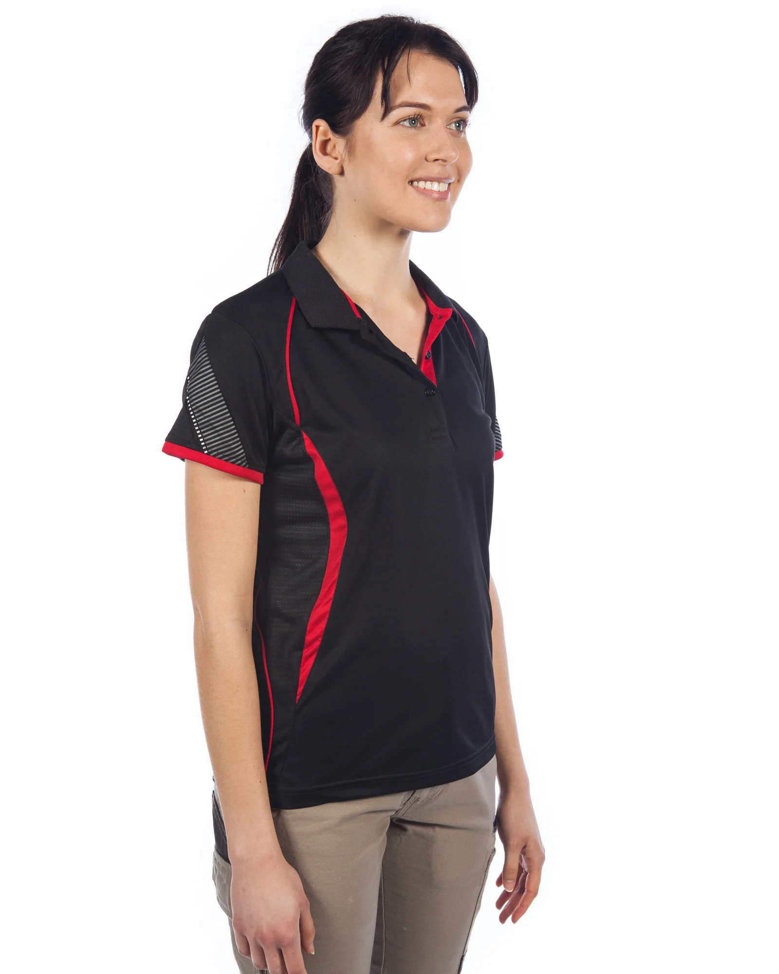 Razor Ladies Polo - Black/Red - Image 4