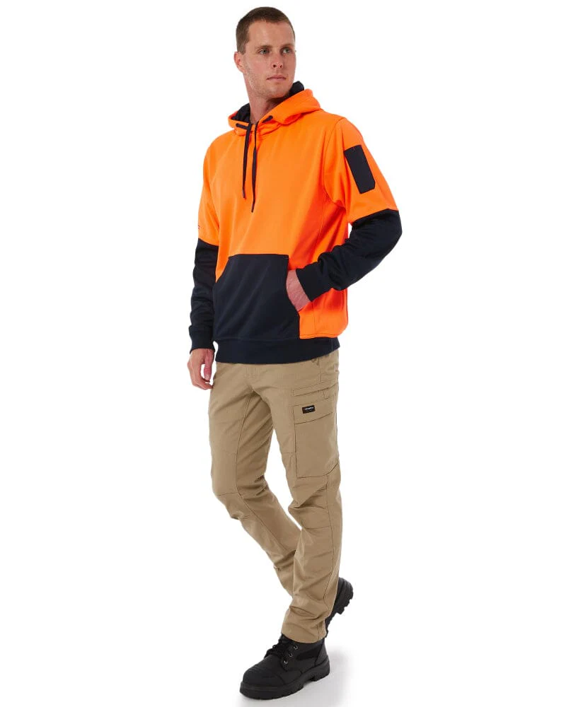 Brushed Fleece Hoodie - Orange/Navy - Image 2