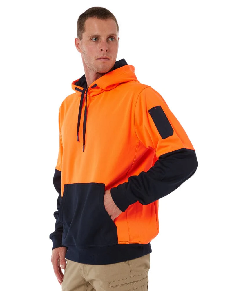 Brushed Fleece Hoodie - Orange/Navy - Image 3