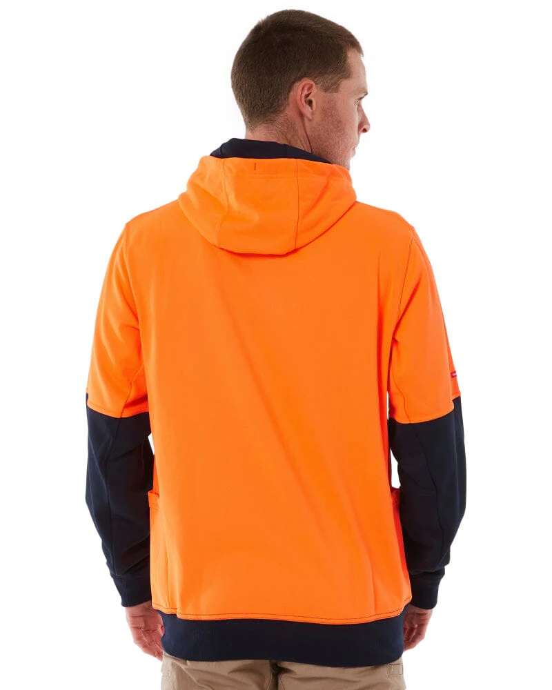 Brushed Fleece Hoodie - Orange/Navy - Image 4