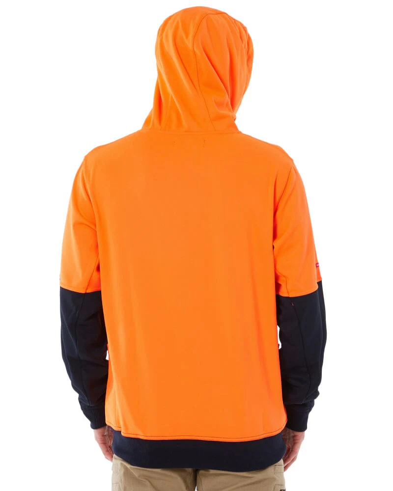 Brushed Fleece Hoodie - Orange/Navy - Image 5