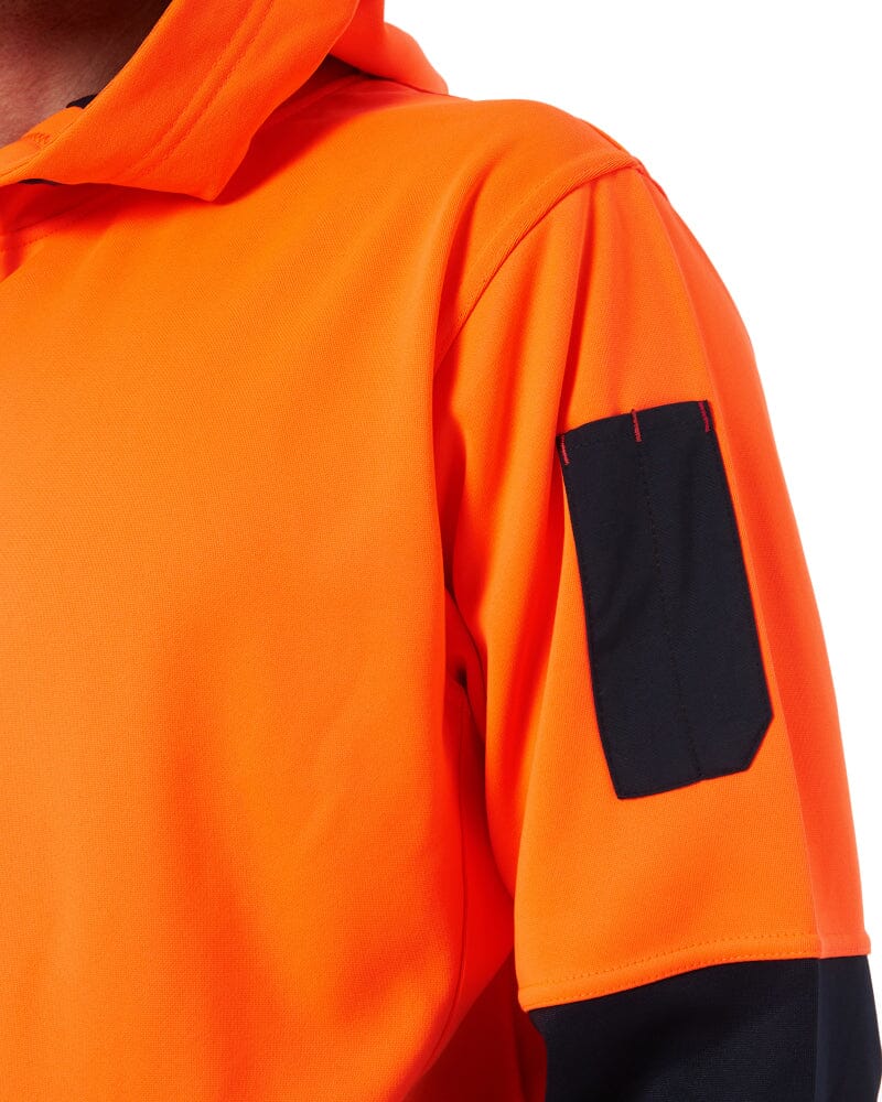 Brushed Fleece Hoodie - Orange/Navy - Image 6