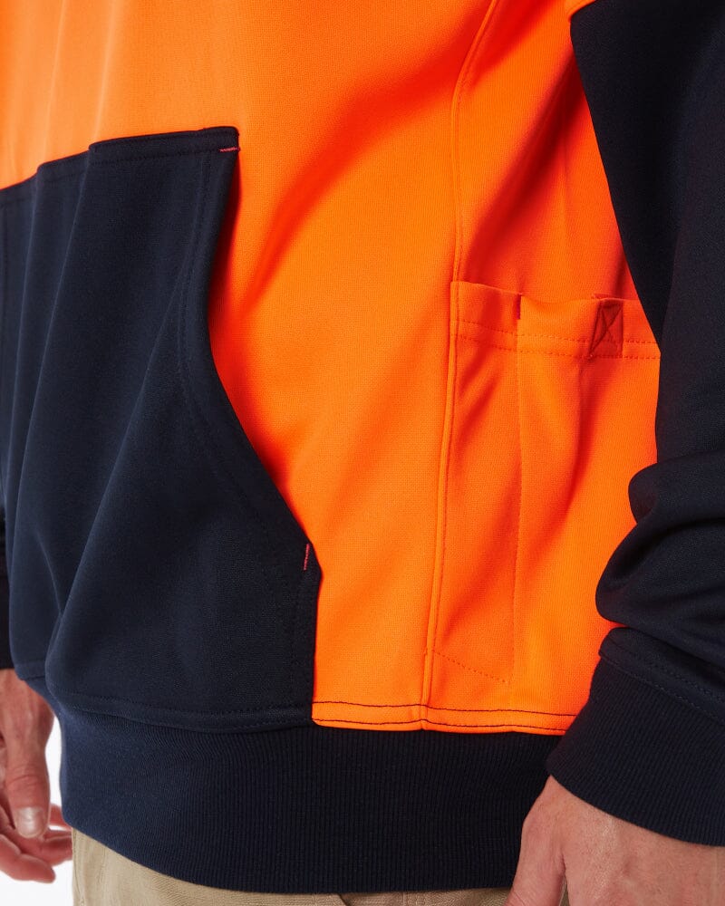Brushed Fleece Hoodie - Orange/Navy - Image 7