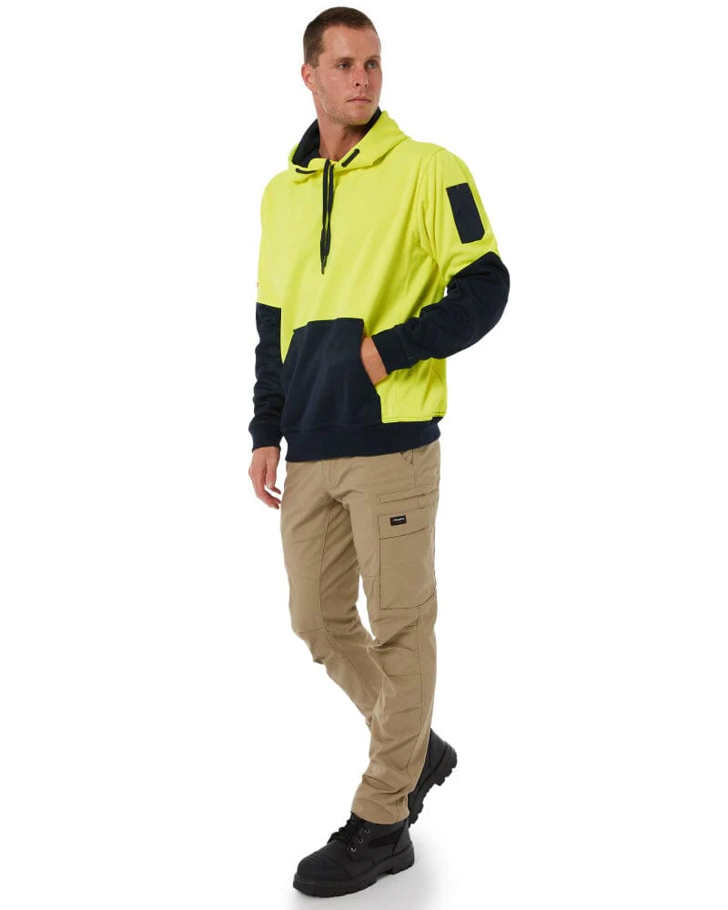 Brushed Fleece Hoodie - Yellow/Navy - Image 2