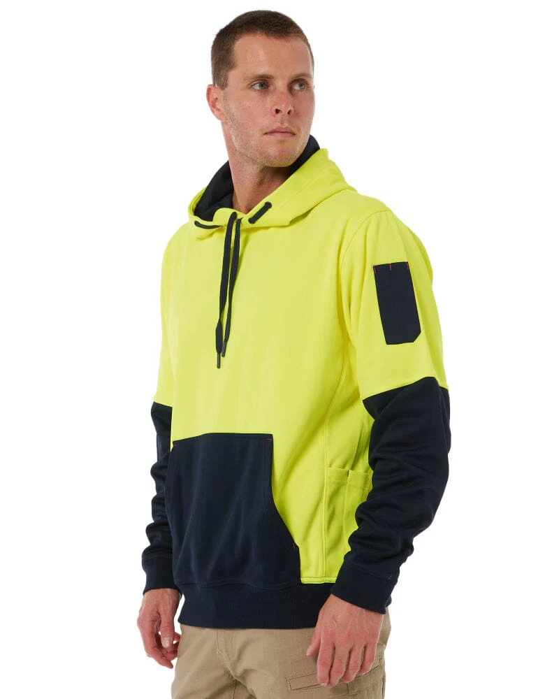 Brushed Fleece Hoodie - Yellow/Navy - Image 3