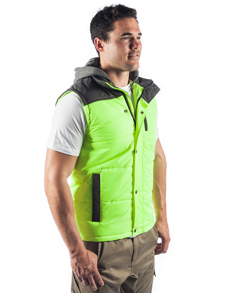 Hi Vis Hooded Work Vest - Yellow - Image 4