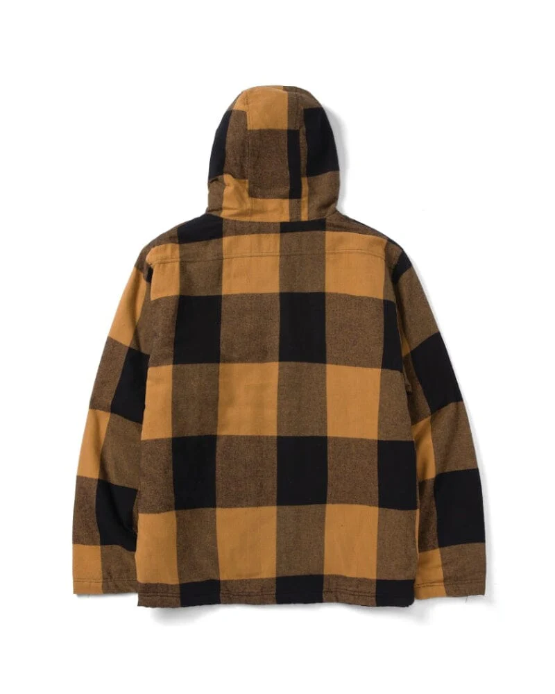 Hooded Flannel Shirt Jacket - Black/Bronze - Image 2