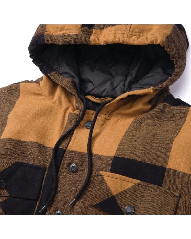 Hooded Flannel Shirt Jacket - Black/Bronze - Image 3