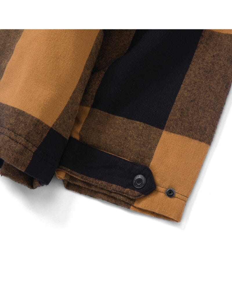 Hooded Flannel Shirt Jacket - Black/Bronze - Image 4