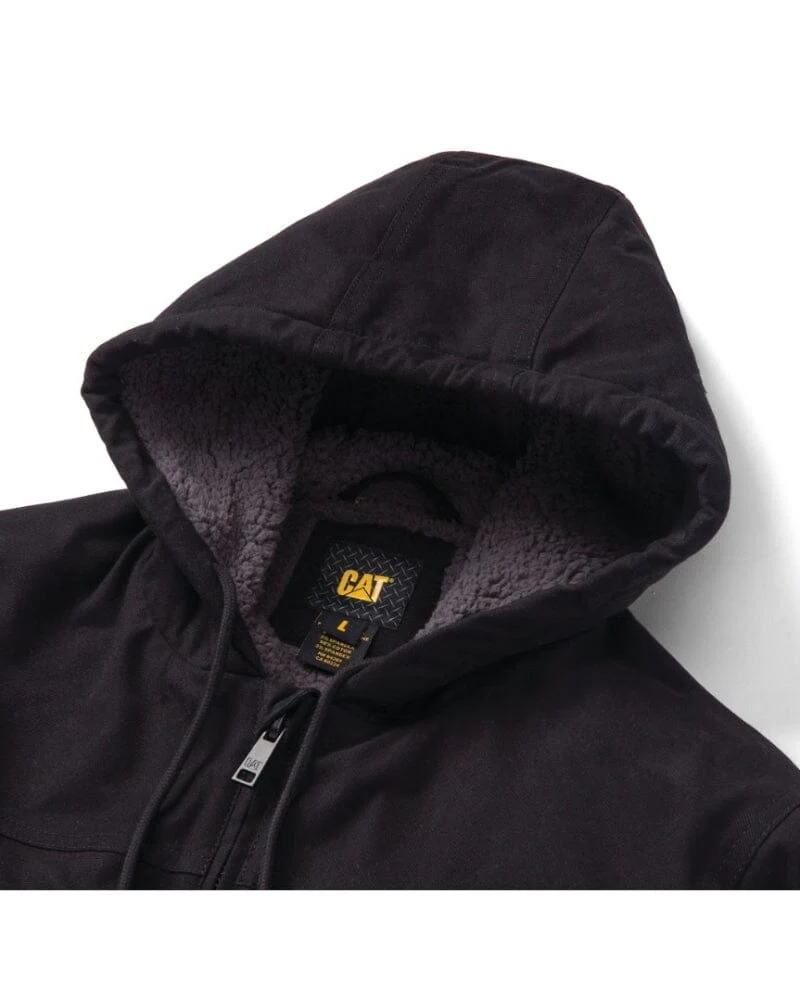 Hooded Sherpa Lined Jacket - Black - Image 3