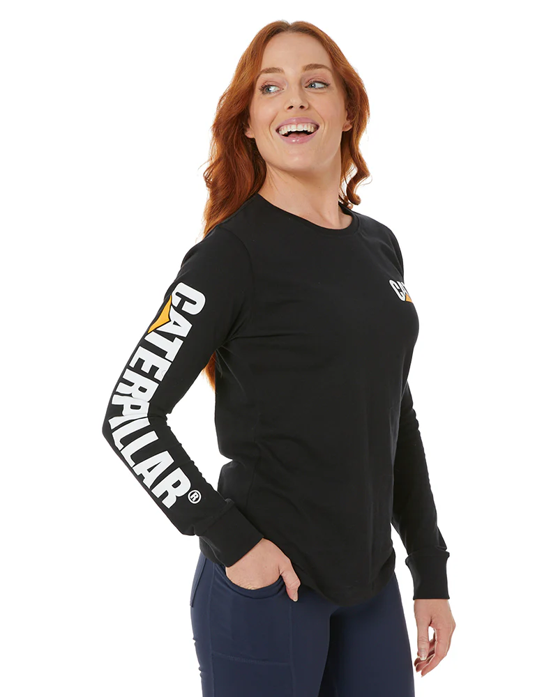 Womens Trademark Banner LS Tee - Black - Image 2