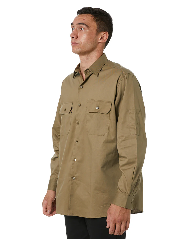 Cool-Breeze Work Shirt- Long Sleeve - Khaki - Image 3