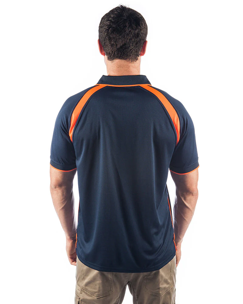 Cool Breathe Contrast Polo Short Sleeve - Navy/Orange - Image 3