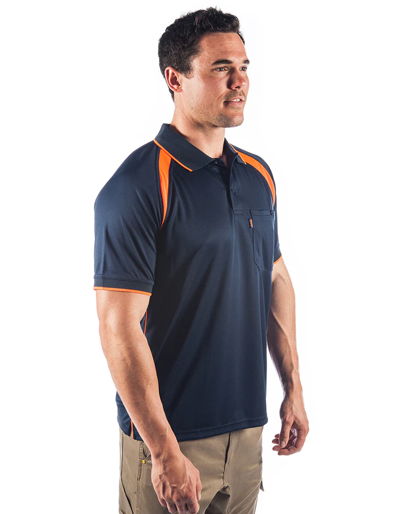 Cool Breathe Contrast Polo Short Sleeve - Navy/Orange - Image 4