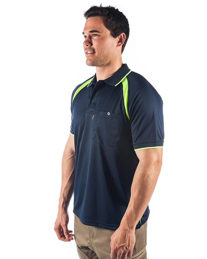 Cool Breathe Contrast Polo Short Sleeve - Navy/Yellow - Image 2