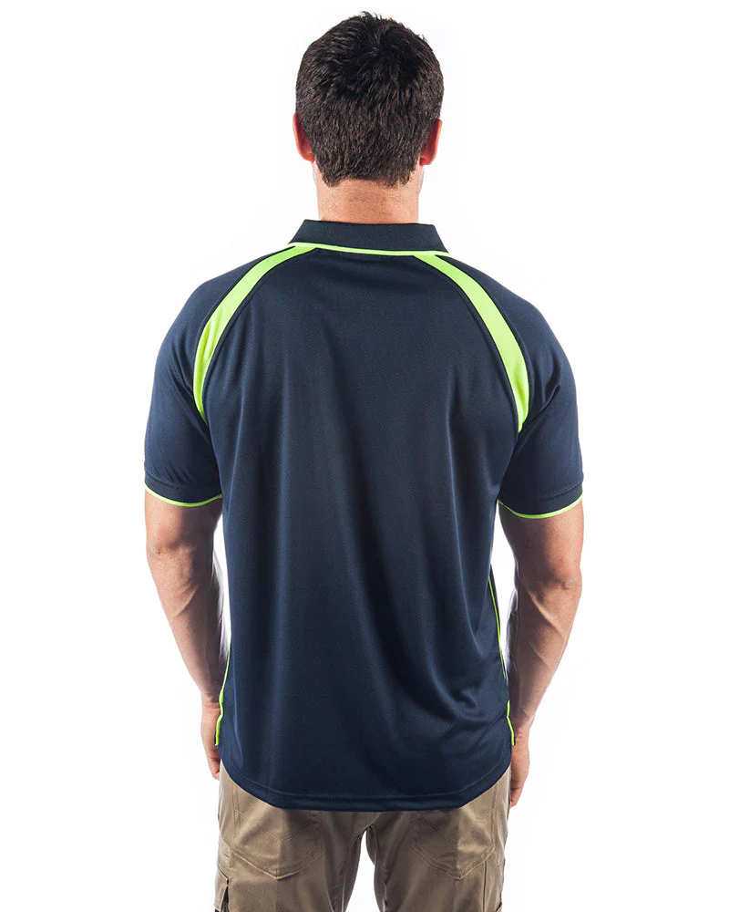 Cool Breathe Contrast Polo Short Sleeve - Navy/Yellow - Image 3