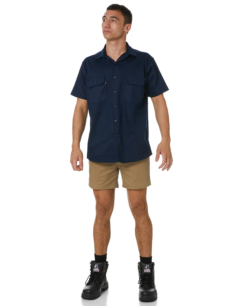 Cotton Drill Work Shirt Short Sleeve - Navy - Image 2