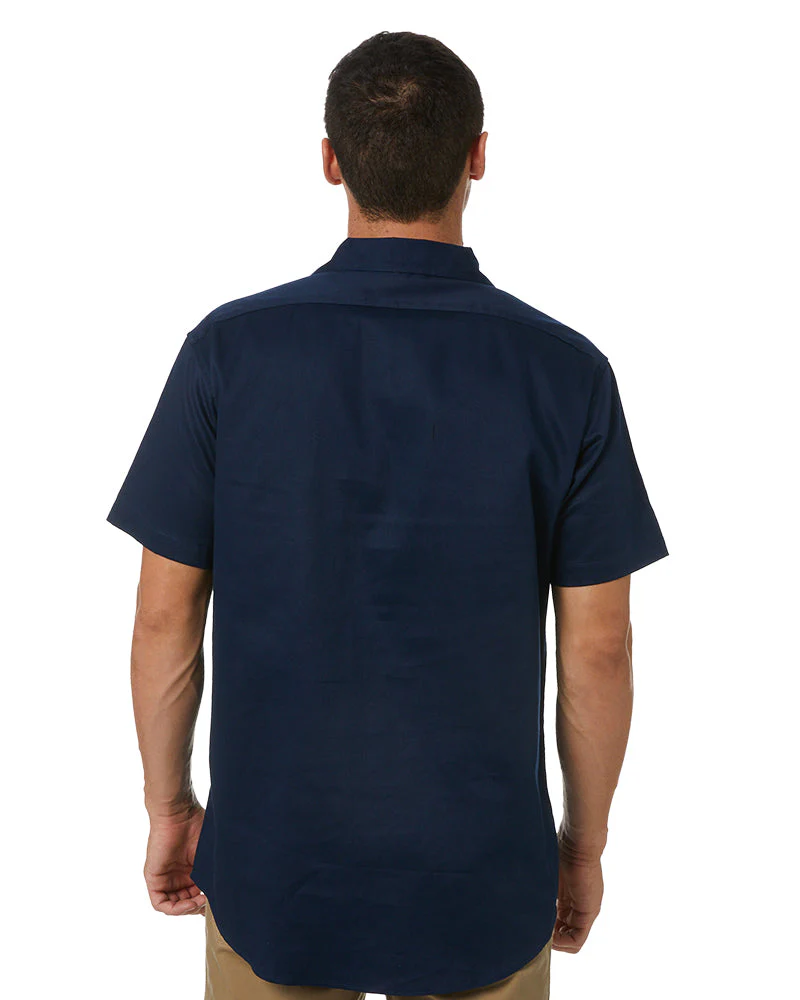 Cotton Drill Work Shirt Short Sleeve - Navy - Image 4