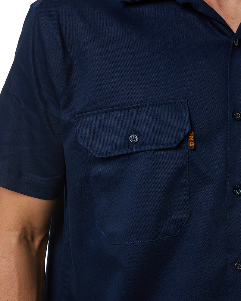 Cotton Drill Work Shirt Short Sleeve - Navy - Image 5