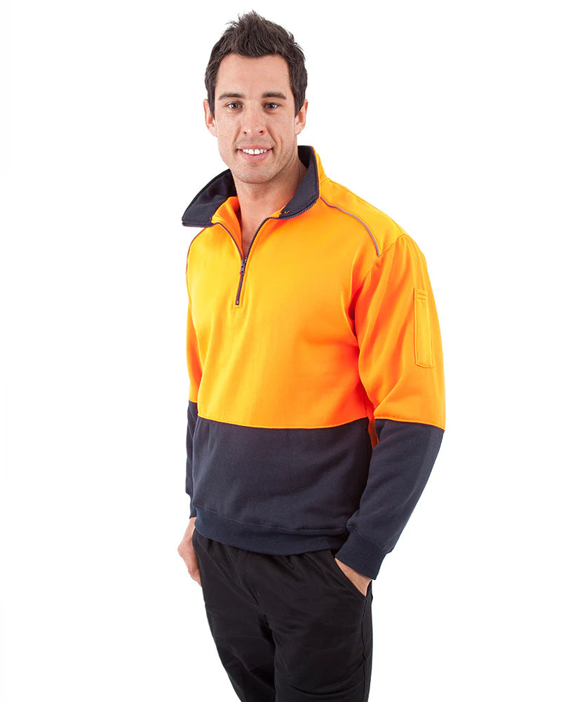 Half Zip Sweat Shirt LS - Orange/Navy - Image 2