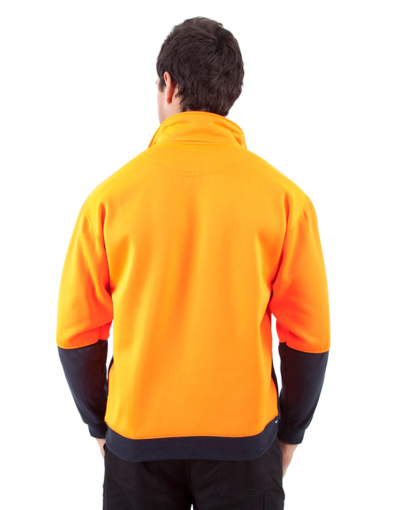Half Zip Sweat Shirt LS - Orange/Navy - Image 3