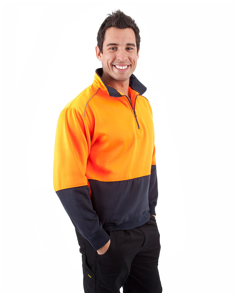Half Zip Sweat Shirt LS - Orange/Navy - Image 4