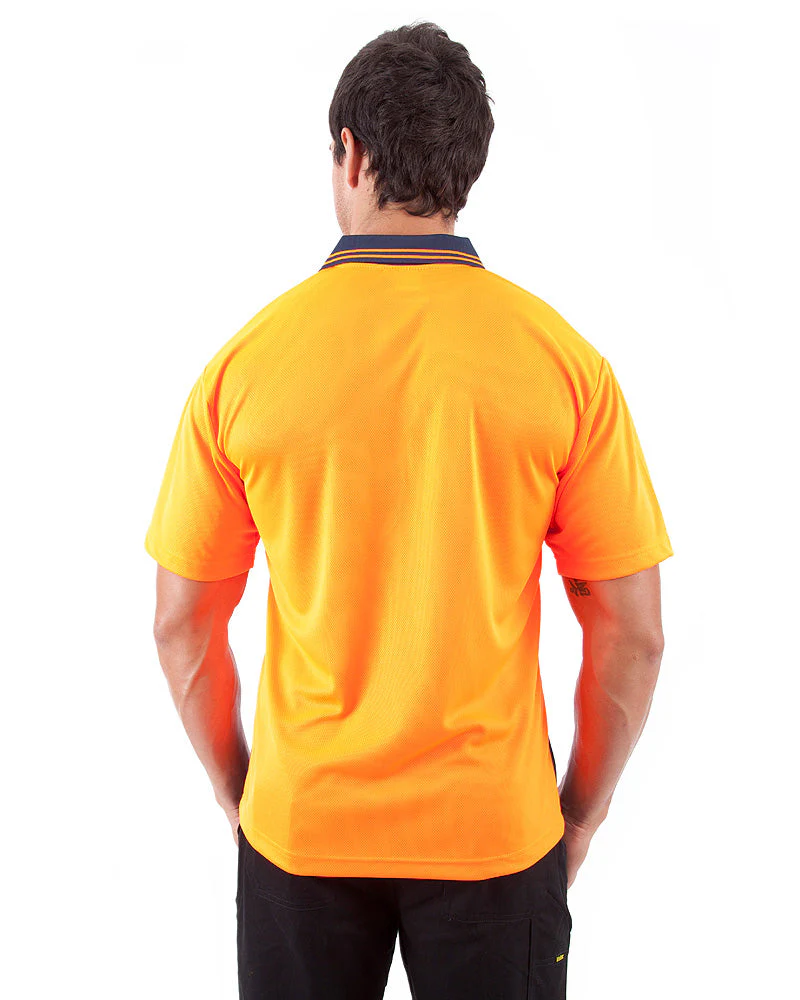 Hi Vis Cool Breathe Polo Shirt SS - Orange/Navy - Image 3