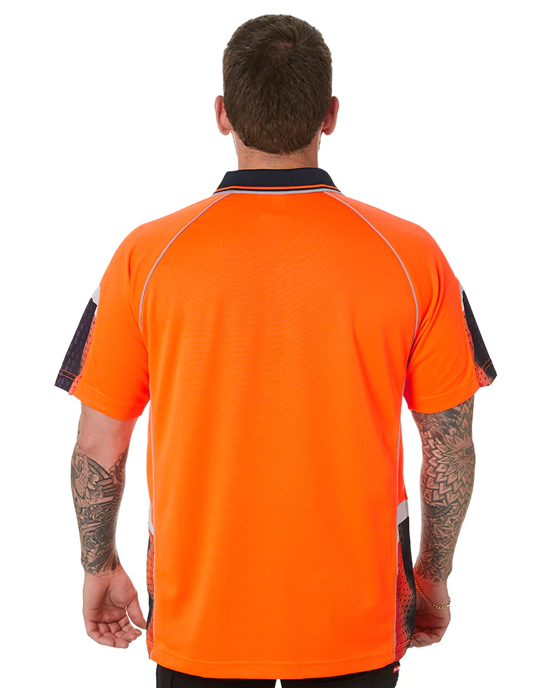 Hi-Vis Galaxy Sublimated Polo - Orange/Navy - Image 4