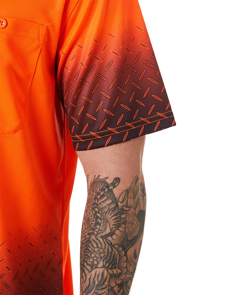 Hi Vis Sublimated Diamond Plate Polo - Orange/Navy - Image 5