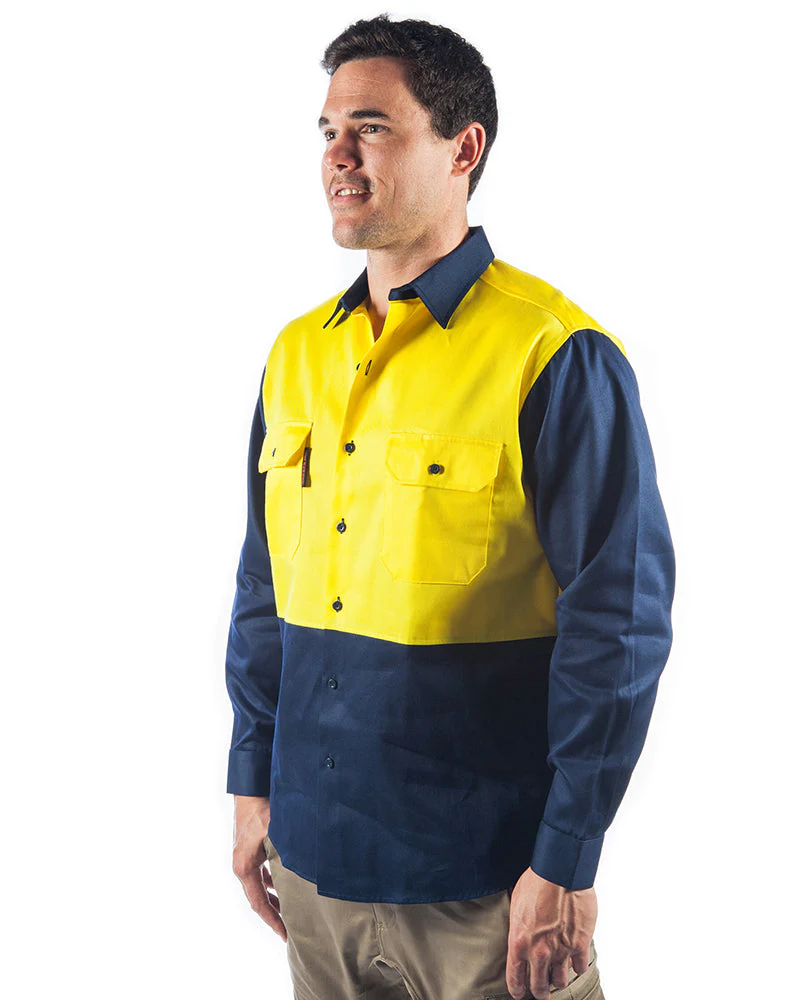 Patron Saint  Flame Retardant Two Tone Drill Shirt - L/S - Yellow/Navy - Image 2