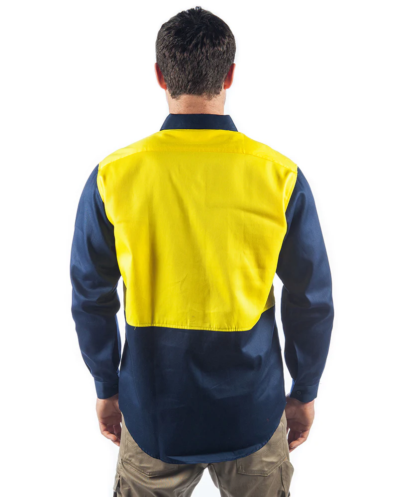Patron Saint  Flame Retardant Two Tone Drill Shirt - L/S - Yellow/Navy - Image 3