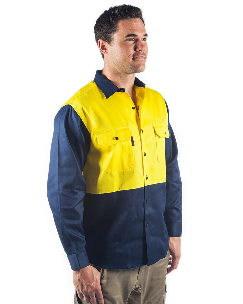 Patron Saint  Flame Retardant Two Tone Drill Shirt - L/S - Yellow/Navy - Image 4