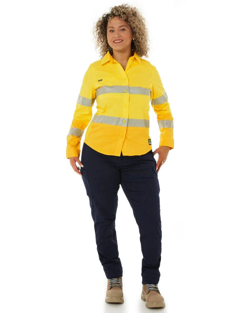 LSH-2WT Womens Long Sleeve Taped Shirt - Yellow - Image 2