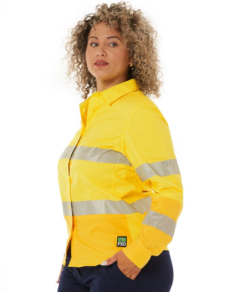 LSH-2WT Womens Long Sleeve Taped Shirt - Yellow - Image 3