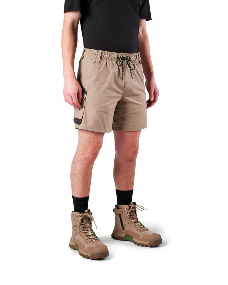 Tradies WS-7 Elastic Waist Stretch Utility Short 2 Value Pack - Khaki/Khaki - Image 4
