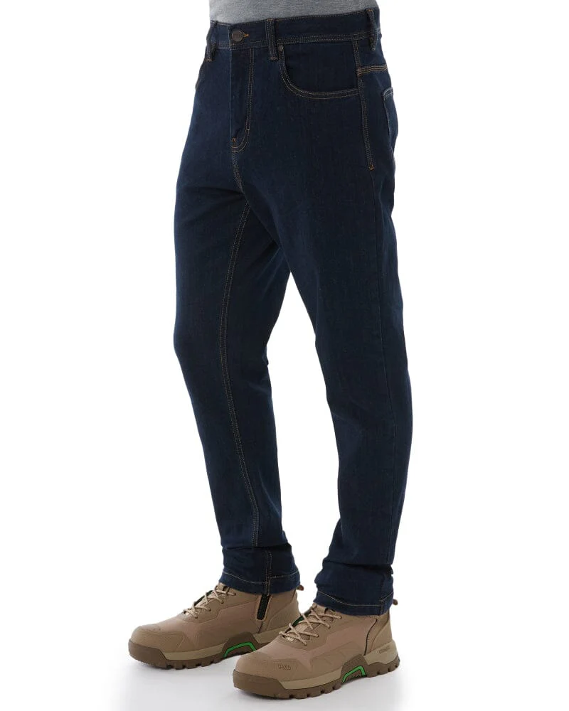 WD-4 Coolmax Stretch Denim Straight Fit Jeans - Dark Blue - Image 3