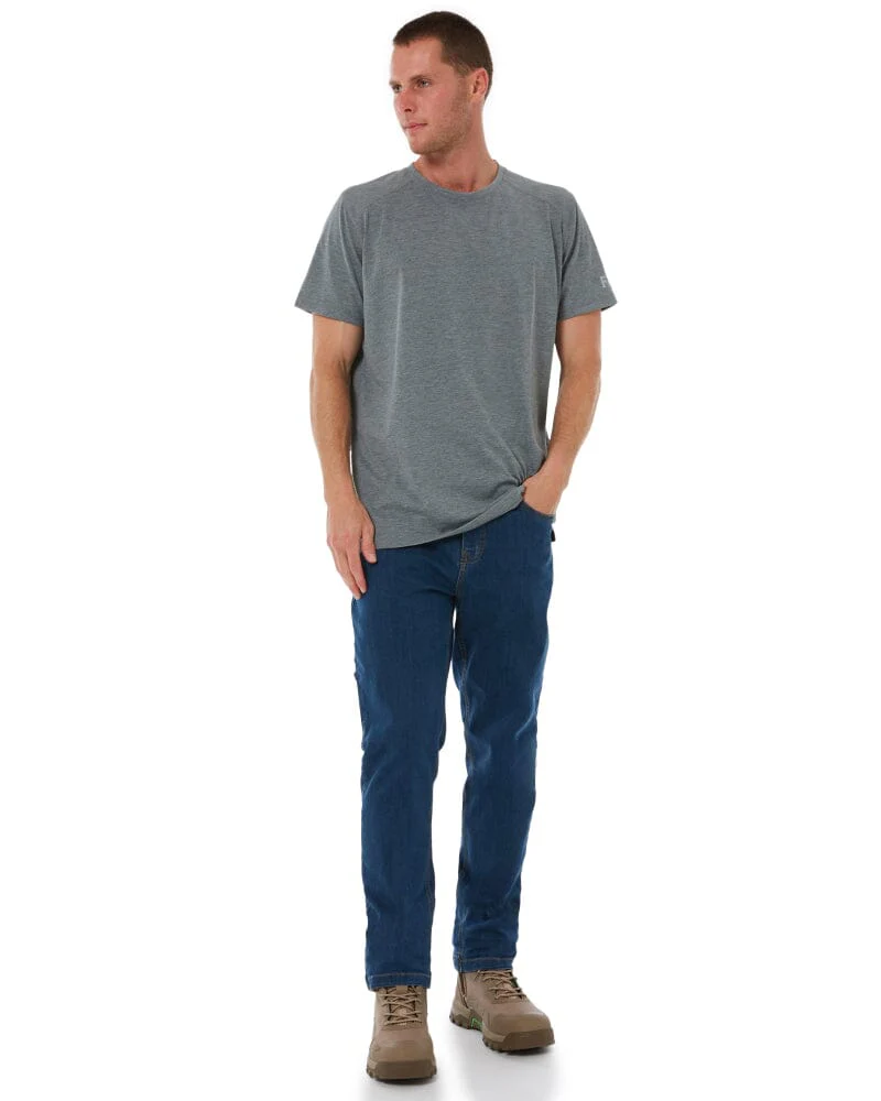 WD-4 Coolmax Stretch Denim Straight Fit Jeans - Mid Blue - Image 2