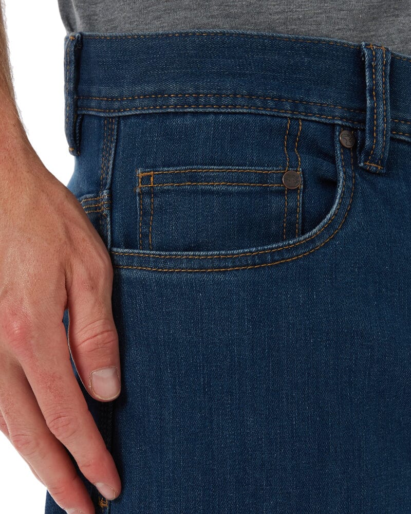 WD-4 Coolmax Stretch Denim Straight Fit Jeans - Mid Blue - Image 7