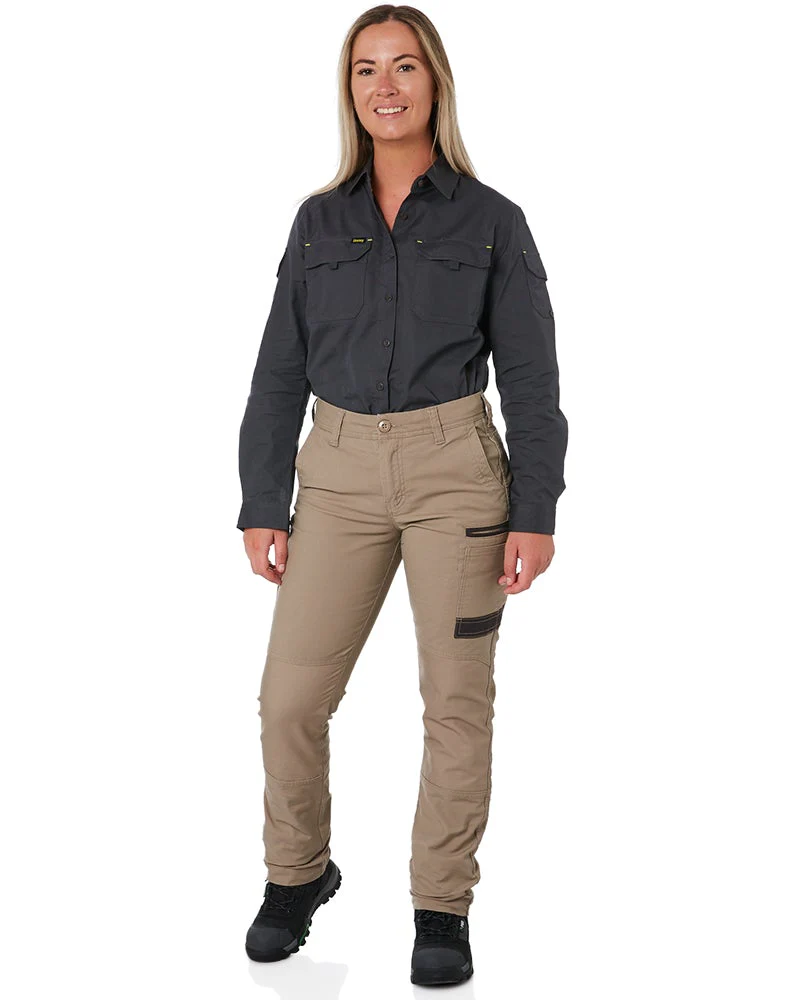 WP-3W Ladies Stretch Work Pants - Khaki - Image 2