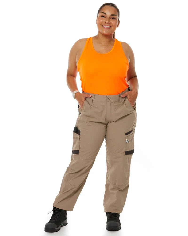 WP-7W Womens Stretch Ripstop Work Pant - Khaki - Image 3