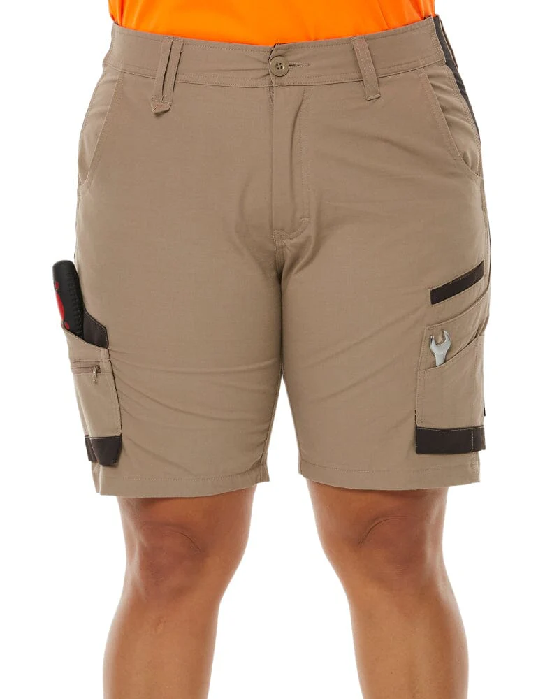 WS-5W Womens Stretch Ripstop Work Short - Khaki - Image 2