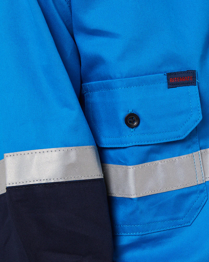 Hi Vis 2 Tone Open Front Kids Shirt - Blue/Navy - Image 5