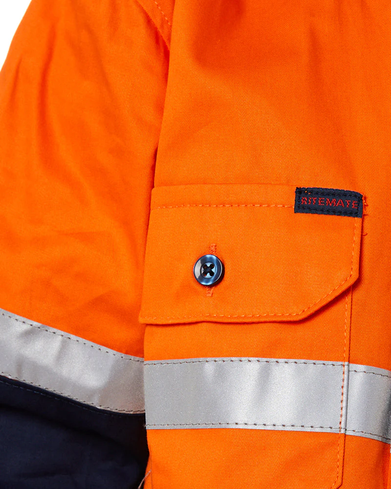 Hi Vis 2 Tone Open Front Kids Shirt - Orange/Navy - Image 5