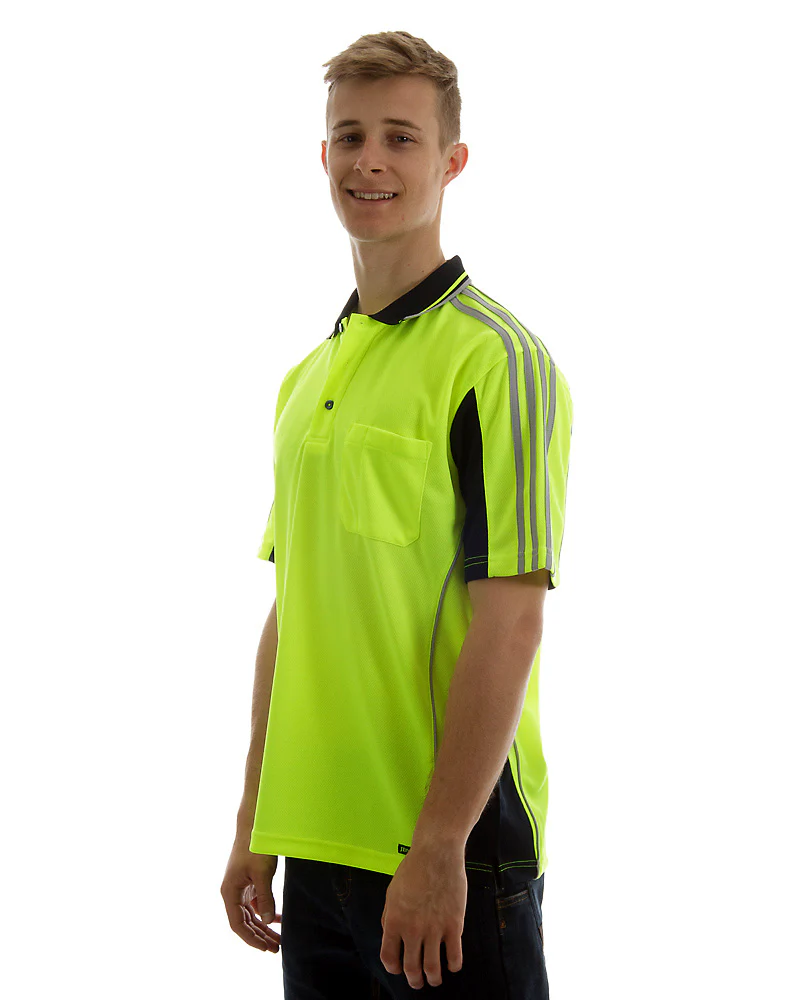 Hi Vis Short SleeveArm Tape Shirt - Lime/Navy - Image 2