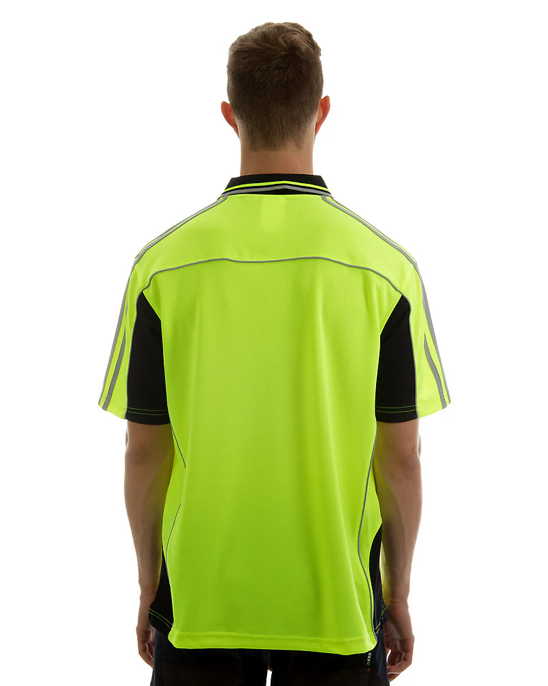 Hi Vis Short SleeveArm Tape Shirt - Lime/Navy - Image 3