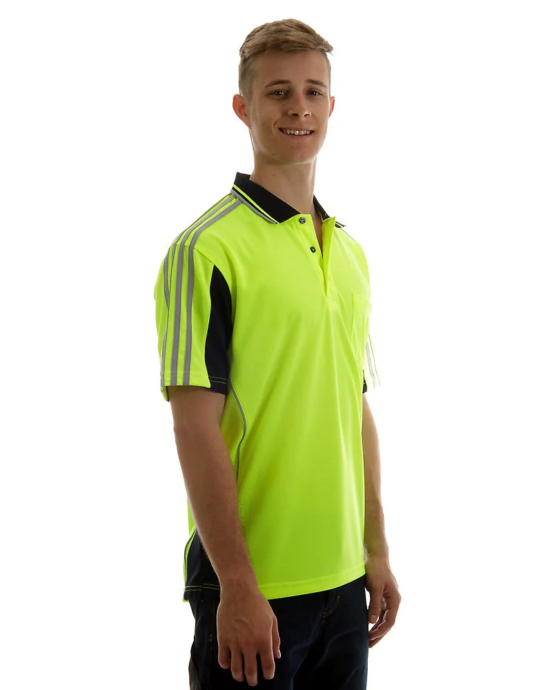 Hi Vis Short SleeveArm Tape Shirt - Lime/Navy - Image 4
