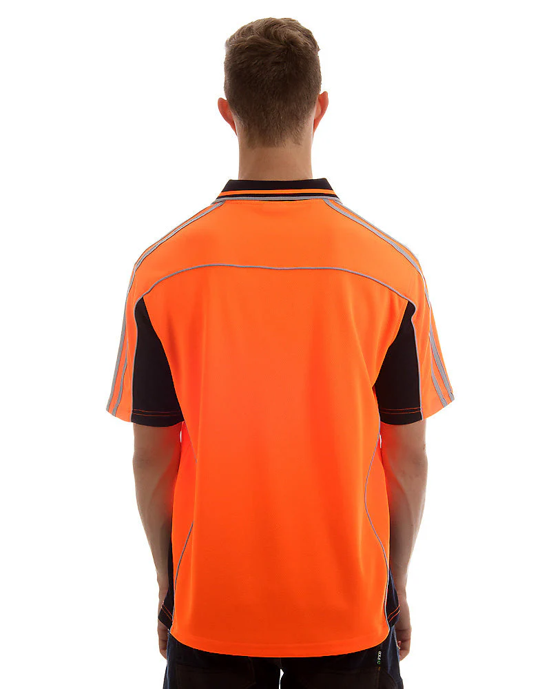 Hi Vis Short SleeveArm Tape Shirt - Orange/Navy - Image 3
