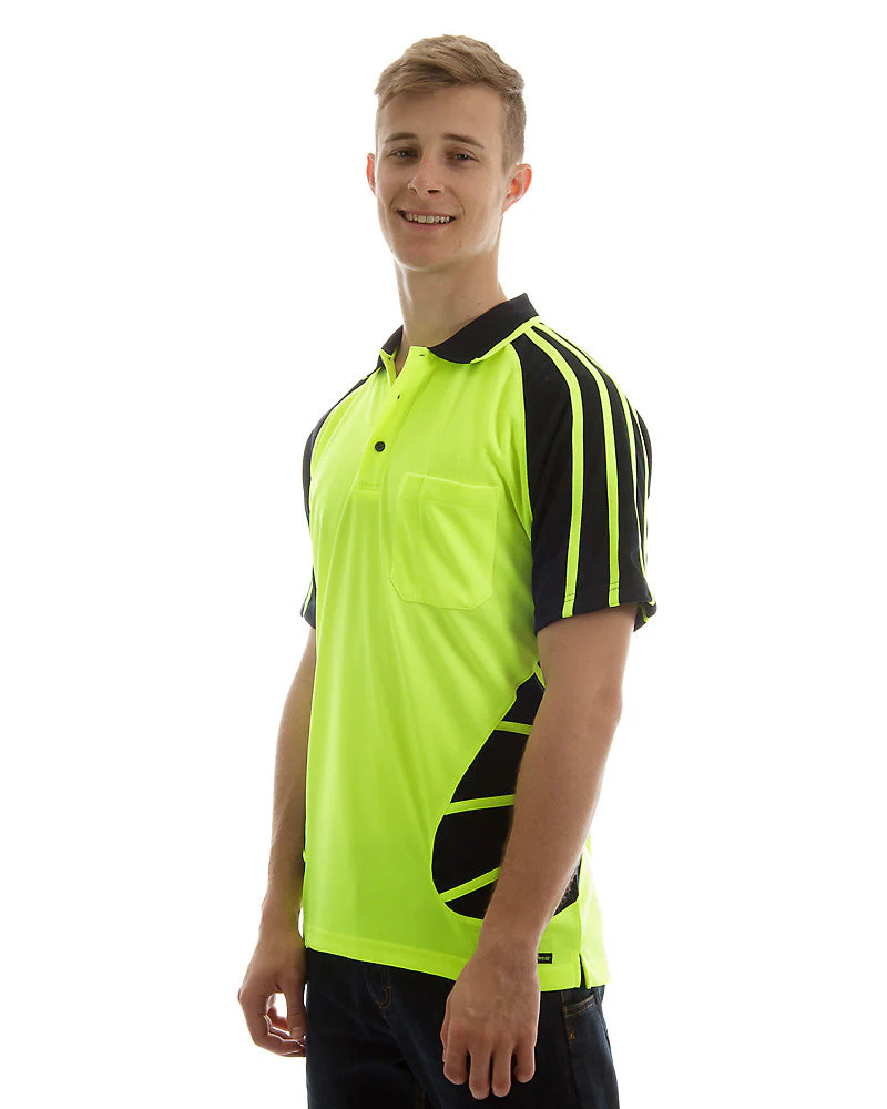 Hi Vis Spider Short Sleeve Shirt - Lime/Navy - Image 2