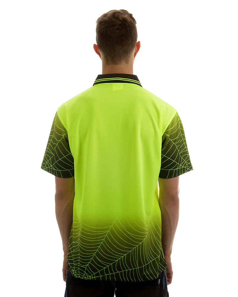 Hi Vis Spider Web Short Sleeve Shirt - Lime/Black - Image 3